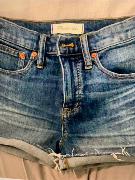 Madewell Pants - Madewell Blue Rolled Hem Distressed Denim Shorts